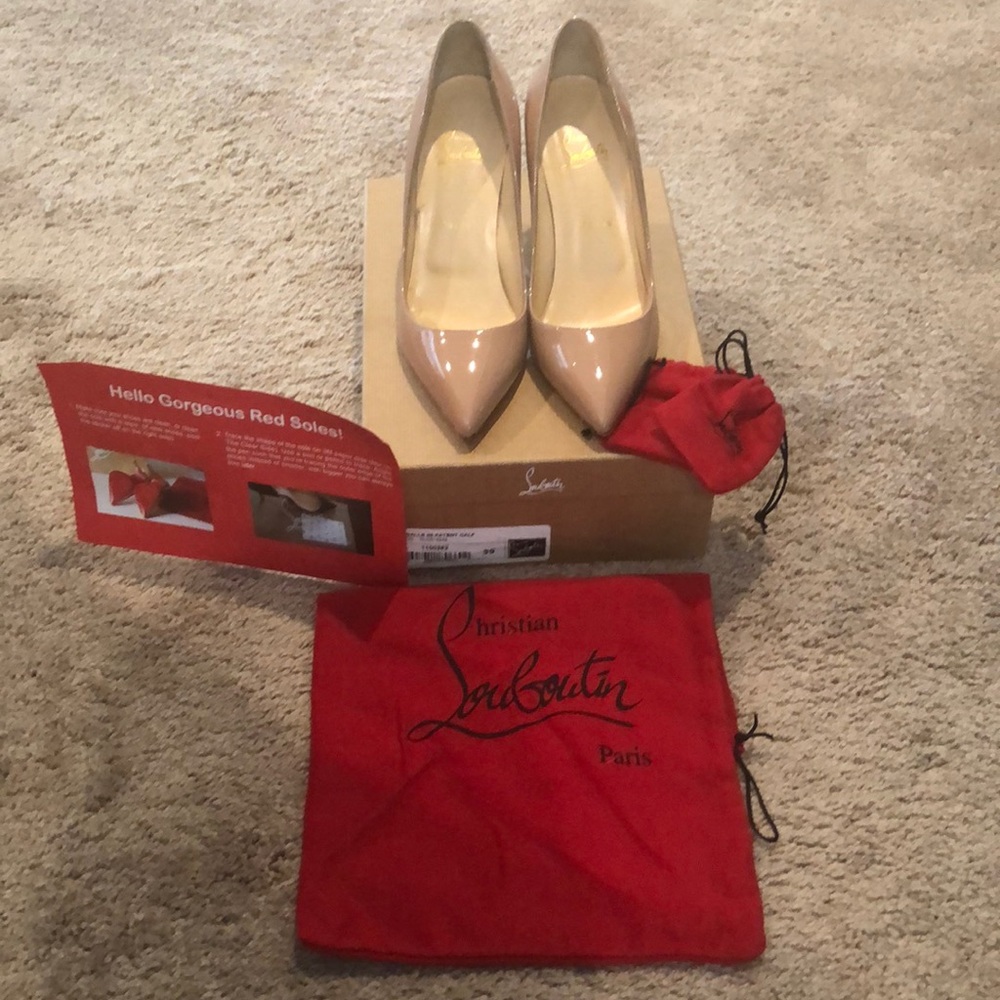 Beautiful Pigalle 85 Patent Calf. Nude color.